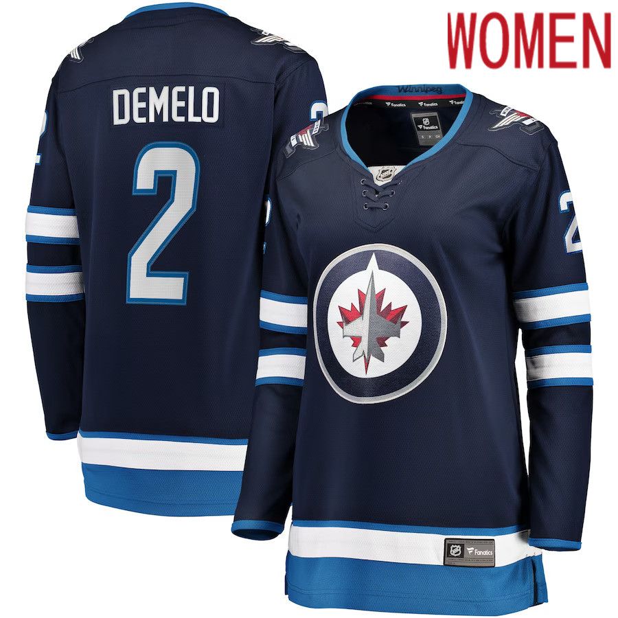 Women Winnipeg Jets #2 Dylan DeMelo Fanatics Branded Navy Home Breakaway Player NHL Jersey->women nhl jersey->Women Jersey